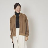 sohi/ウォッシャブルウール天竺ジップアップカーデ